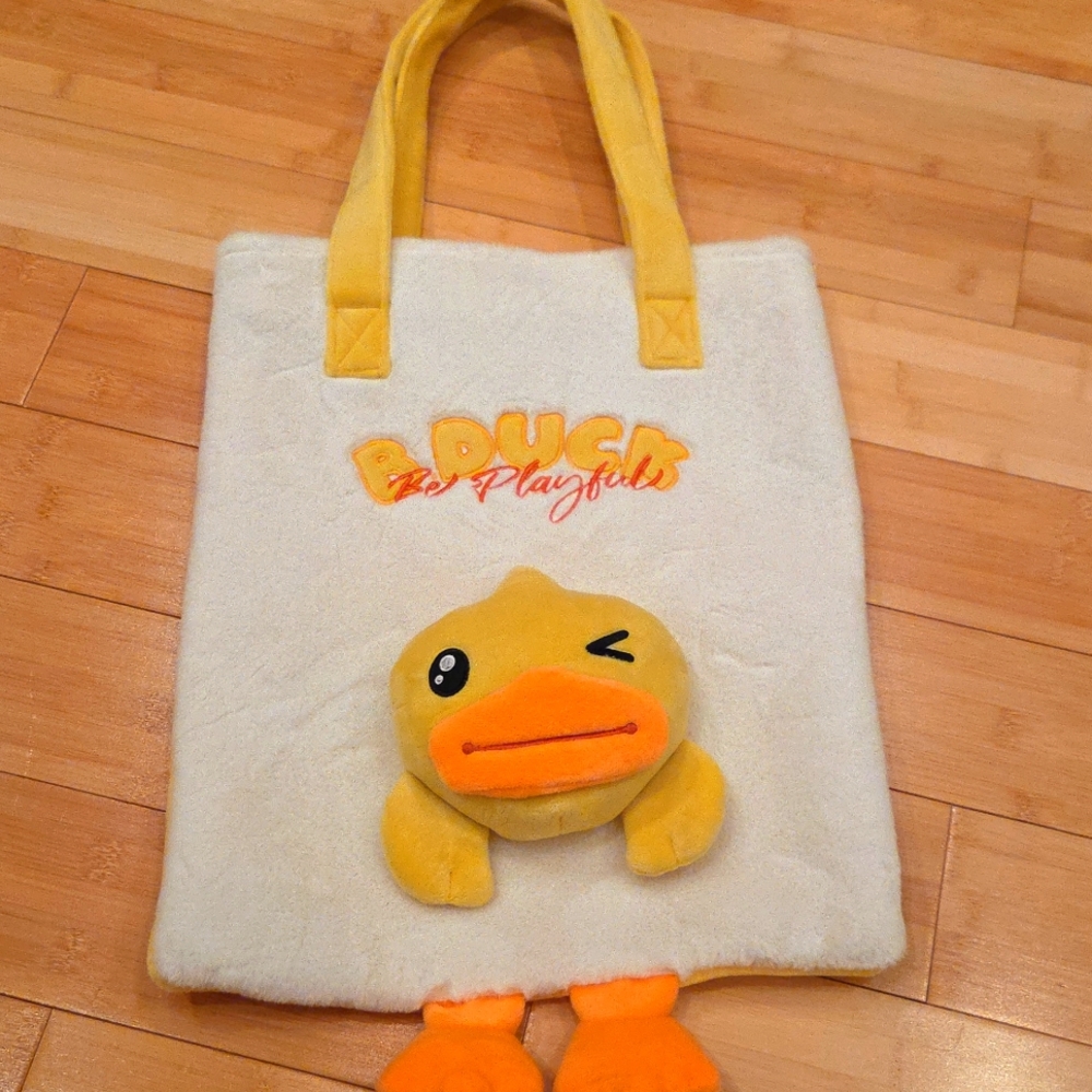 Duck Playful Bird Tote Bag - Yellow and Orange